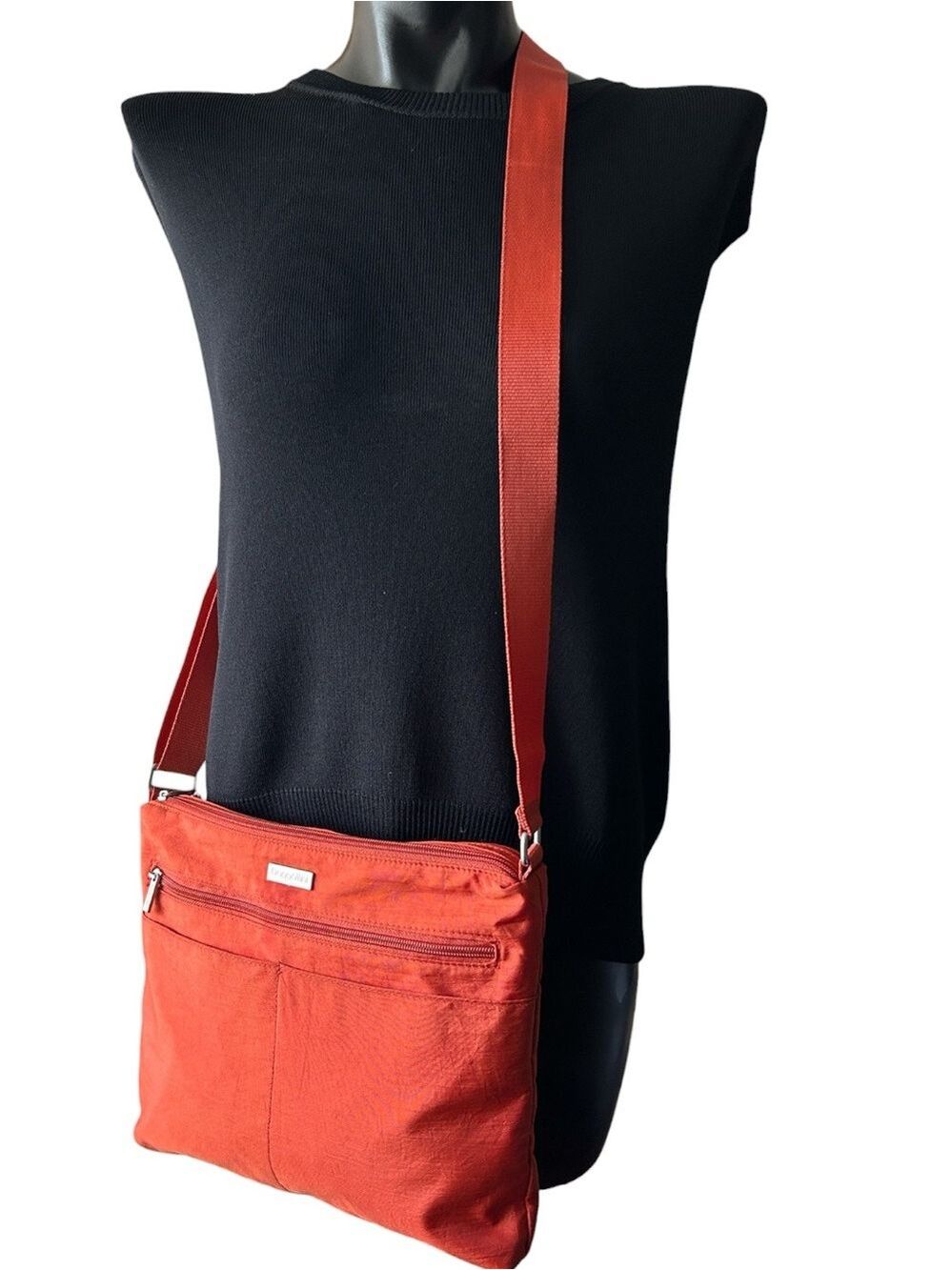 Baggallini Triple Zip Multi Compartment Crossbody Bag in Orange